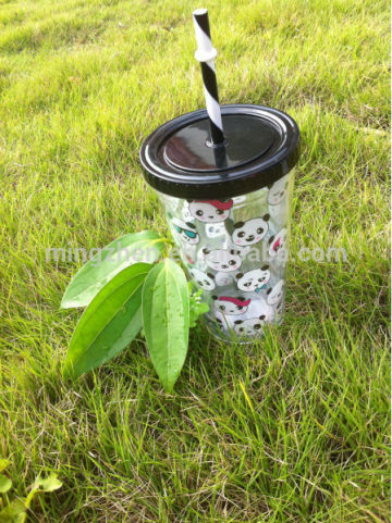 Promotional double wall tumblers with straw