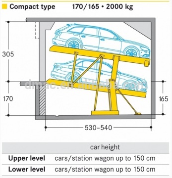 Custom designed 2 level double parking car lift hydraulic car parking system