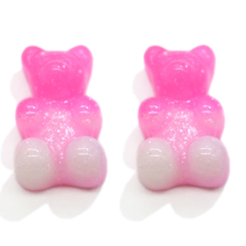 Vendita calda Gummy Bear Resina Cabochon Gradient Ramp Color Flatback Animal Charms per Key Chain Drop Orecchino Making