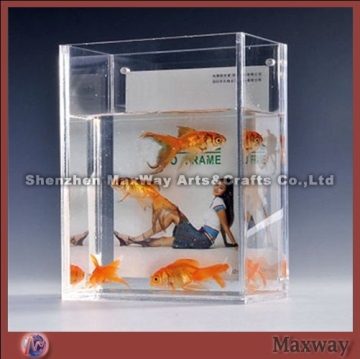 Rectangle Clear Tabletop Acrylic Fish Bowl/Fish Jar/Tank/Aquarium with Photo Frame