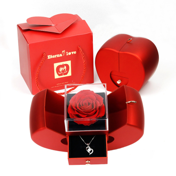 Wholesale Transparent Red Luxury Acrylic Double Door Apple Preserved Roses Jewelry Box