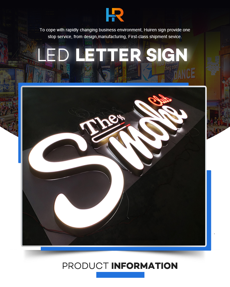 Outdoor Stainless Steel wall Mounted Logo 3D Luminous Acrylic Led Channel Frontlit Lighted Sign Letters