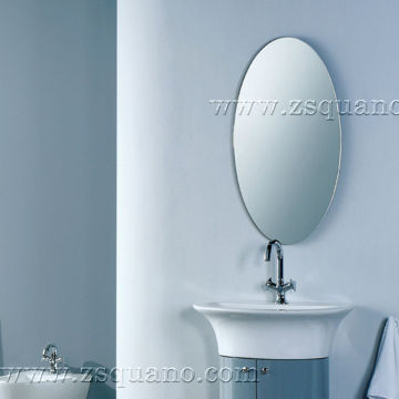 Large Bathroom Silver Oval Mirror with Beveled Edge