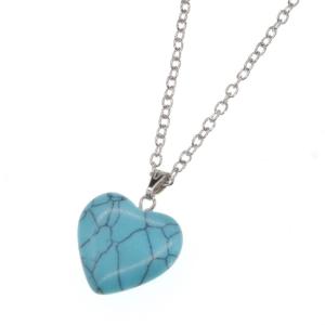 Pendentif Coeur Turquoise Naturelle Chaîne 45cm