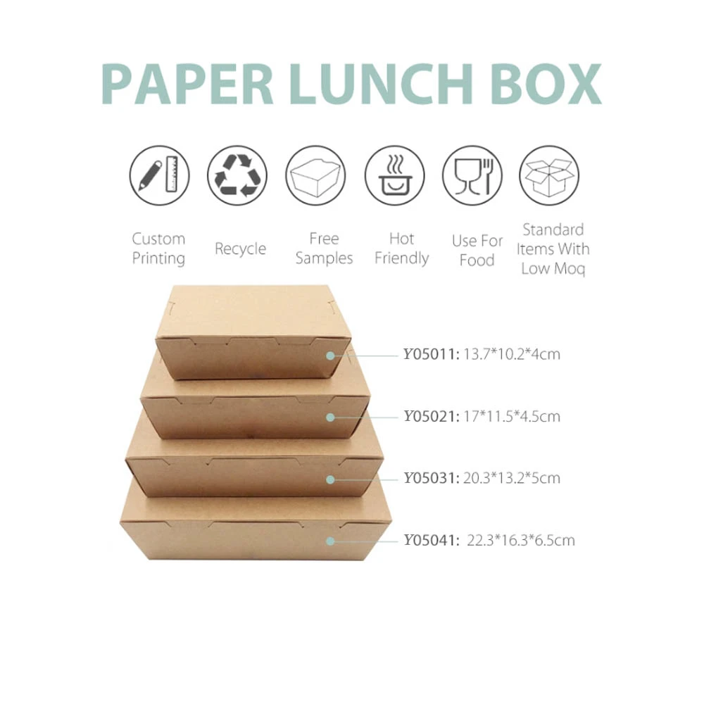 Custom Logo Printed Disposable Kraft Paper Lunch Food Box