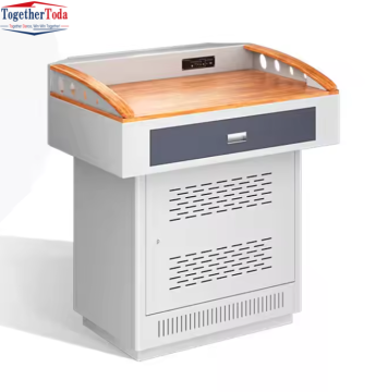 White Cabinet Control Panel Multimedia Metal Teaching Podium