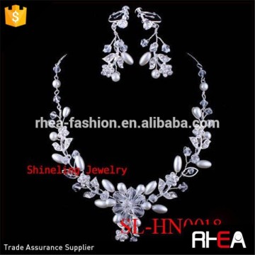 Handmade crystal imitation pearls wedding necklace earring set