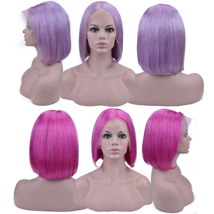 Best Selling 2019 Raw Virgin Indian Cuticle Aligned Coloured Cheap Human Hair Lace Front  Bob Wig