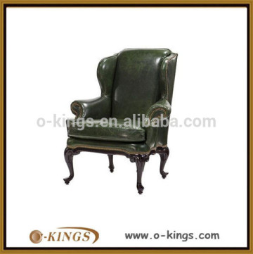 latest green leather sofa chair/high wing back sofa