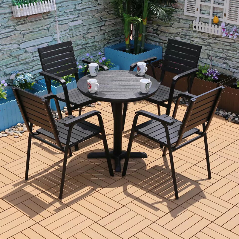 пластыкавы драўляны вулічны крэсла1 Aluminum Alloy Plastic Wood Outdoor Dining Set - Patio Application