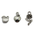 Fournir des breloques de fruits métalliques pour bricolage artisanat accessoires Rose fleur pendentifs porte-clés collier fabrication de bijoux