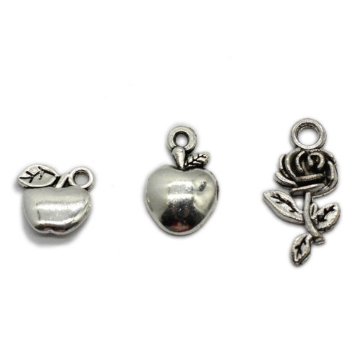 Supply Metallic Fruit Charms voor DIY Craft Accessoires Rose Flower Hangers Sleutelhanger Ketting Sieraden Maken: