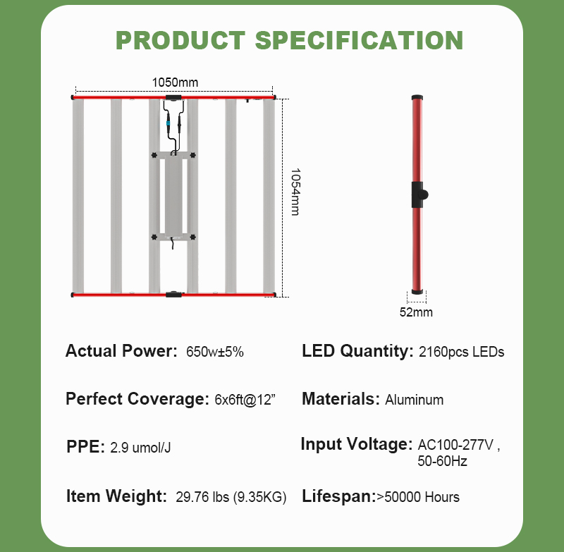 Aglex 650w μεγαλώνουν φως για φυτά φυτά λουλουδιών