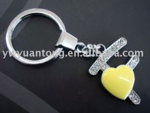 Alloy Key Chain,Letter F with Heart