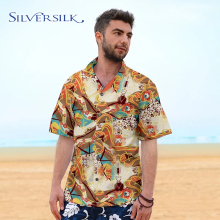 Custom Short Sleeve Casual Mens Blouse Printed Shirt