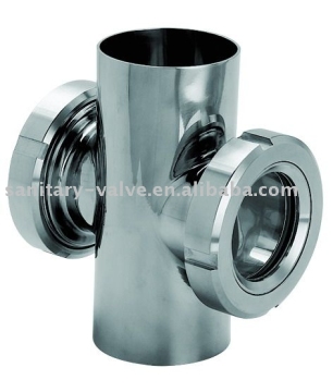 Stainless steel Sanitary welded cross sight glass fitting