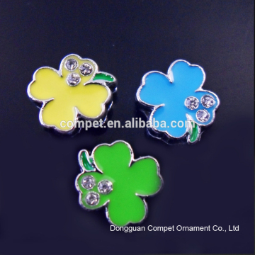 Produce diamond 8mm lucky clover slider four leaf clover charm