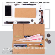 Washable Kraft Paper Folding Long Wallet With 9 Card Slots