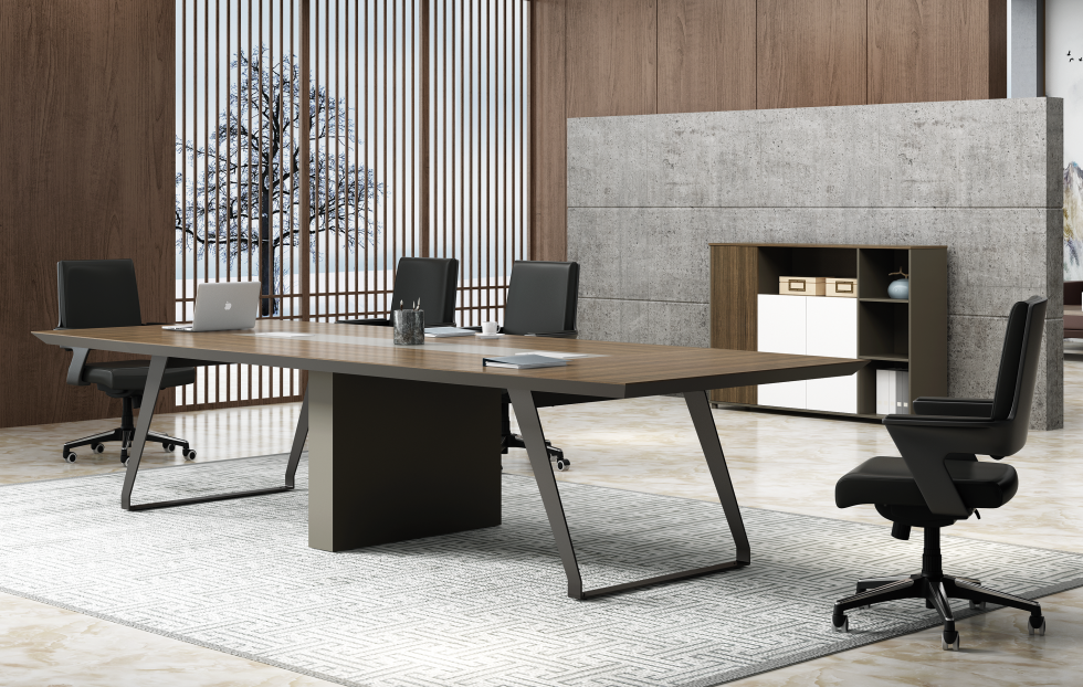 Mesa de conferência minimalista com estrutura de aço Minimalist Steel Frame Conference Table