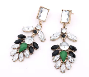 Hot sale Fashion elegant alloy resin and acrylic flower shape long drop earrings for women wholesale jewelry