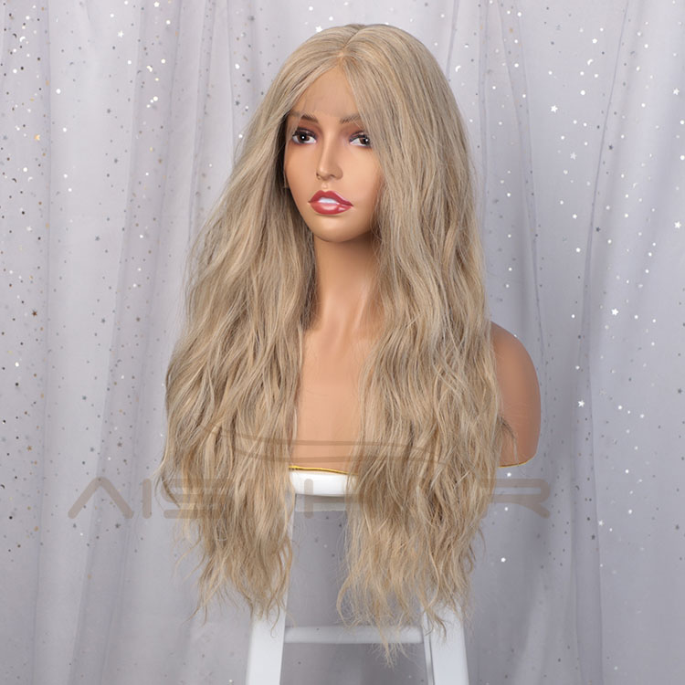 Aisi Hair Top Quality 24 Inch Long Wavy Blonde Swiss Lace Wigs Body Wave Synthetic Lace Frontal Hair Wigs For Black Women