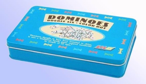 rectangular tin box for dominoes