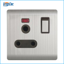 stainless steel 15A switched socket with neon