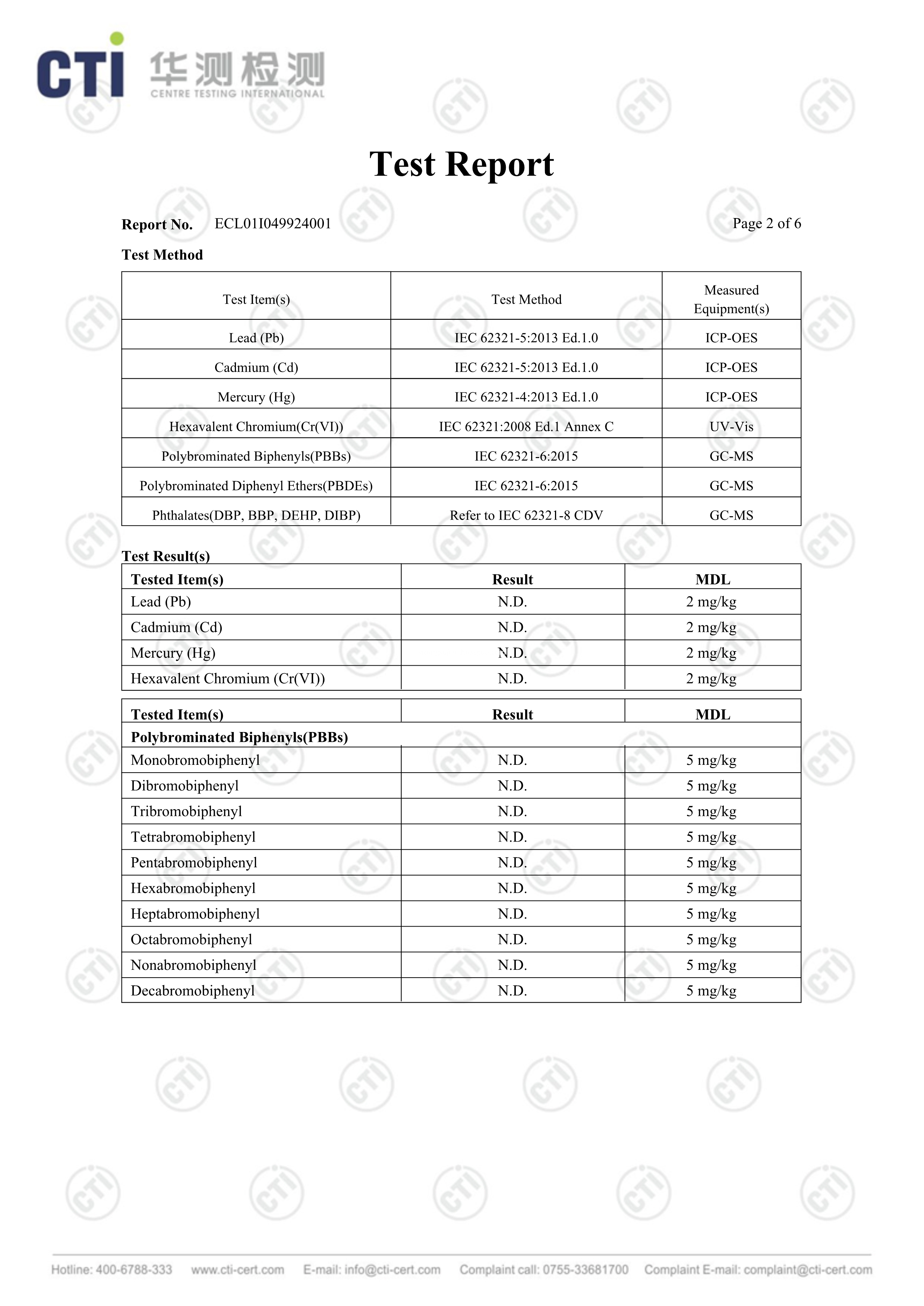 Mono Layer Insulatian Transparent Polycarbonate Sheet ROHS&HALOGEN TEST REPORT 2