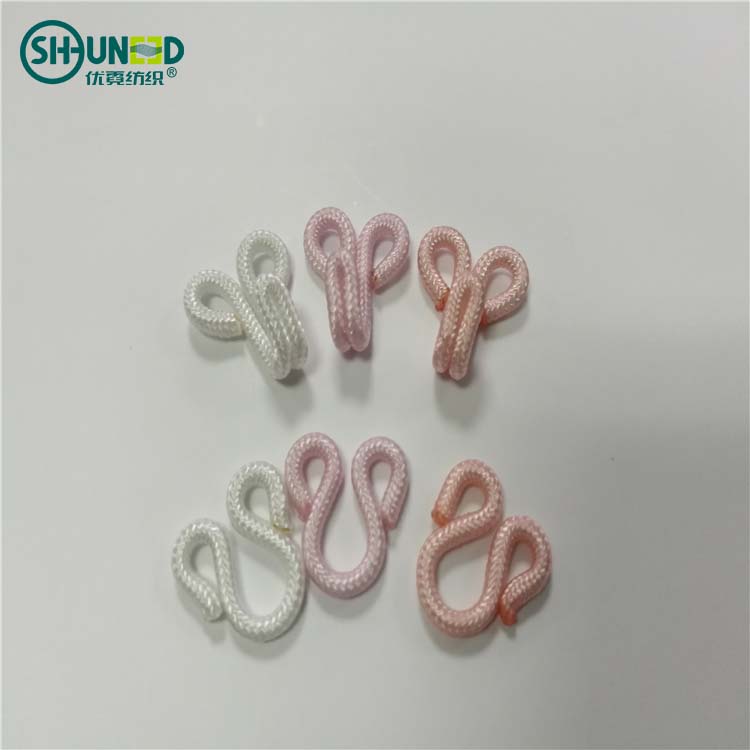 SD-1 customized size 17mm*9mm brass copper and nylon lustrous filament fabric covered hook and eye for garment skirt