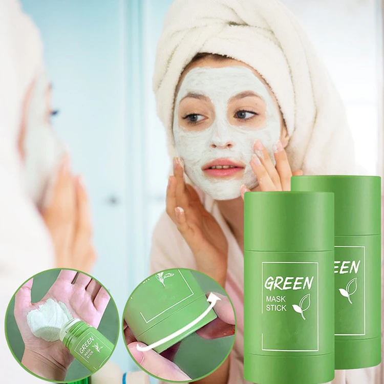 Skincare Beauty Products Private Label Skin Repair and Acne Remove Organic Green Tea Musk Clay Mask Stick Green Musk Stick