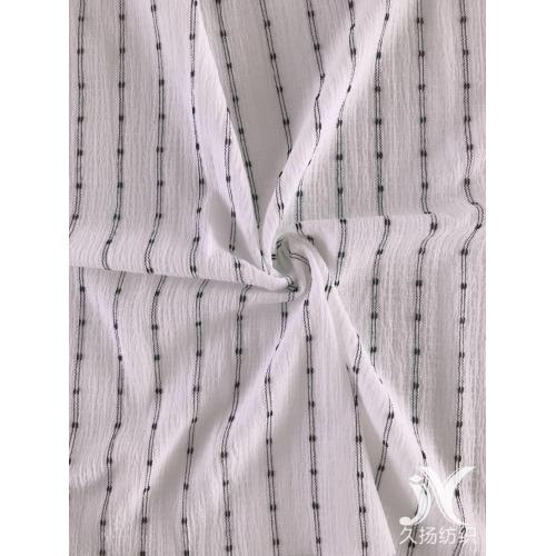 White Black Stripes Crepe Fabric