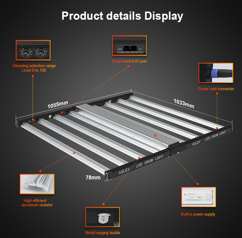 성장 조명 LED 전체 스펙트럼 1000W UV IR.