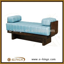 Hotel wood leather ottoman bench
