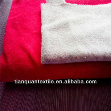 CVC 80/20 red white velour fleece fabric 220gsm