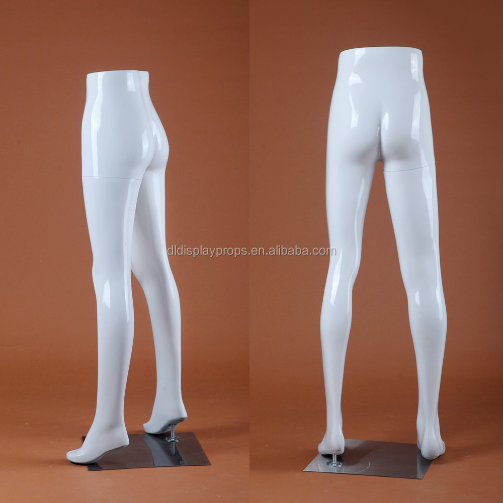 Female garment tools leg mannequin pant model glossy white fiberglass lower body mannequin with base