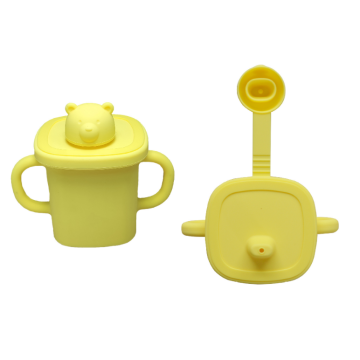 맞춤형 곰 모양 2-in-1시피 컵 실리콘 스낵 컵