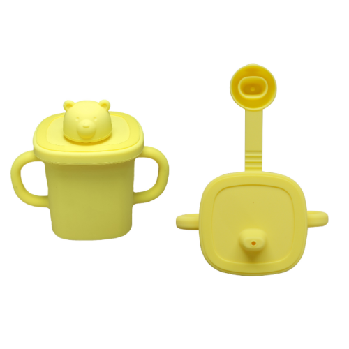 Anpassad björnform 2-i-1 Sippy Cup Silicone Snack Cup