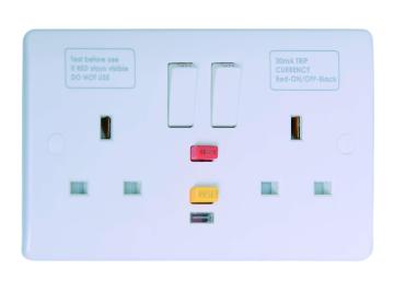 2G13A Switched Socket SP C/W RCD Protection