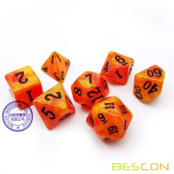 Bescon Magical Stone Dice Set Series, 7pcs Polyhedral RPG Dice Set Aura Stone, Tinbox Set