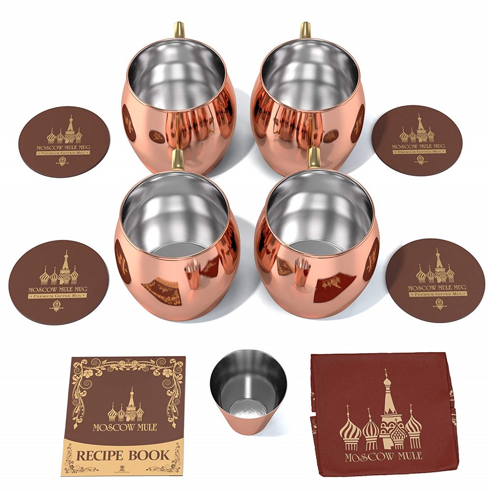 copper moscow mug set