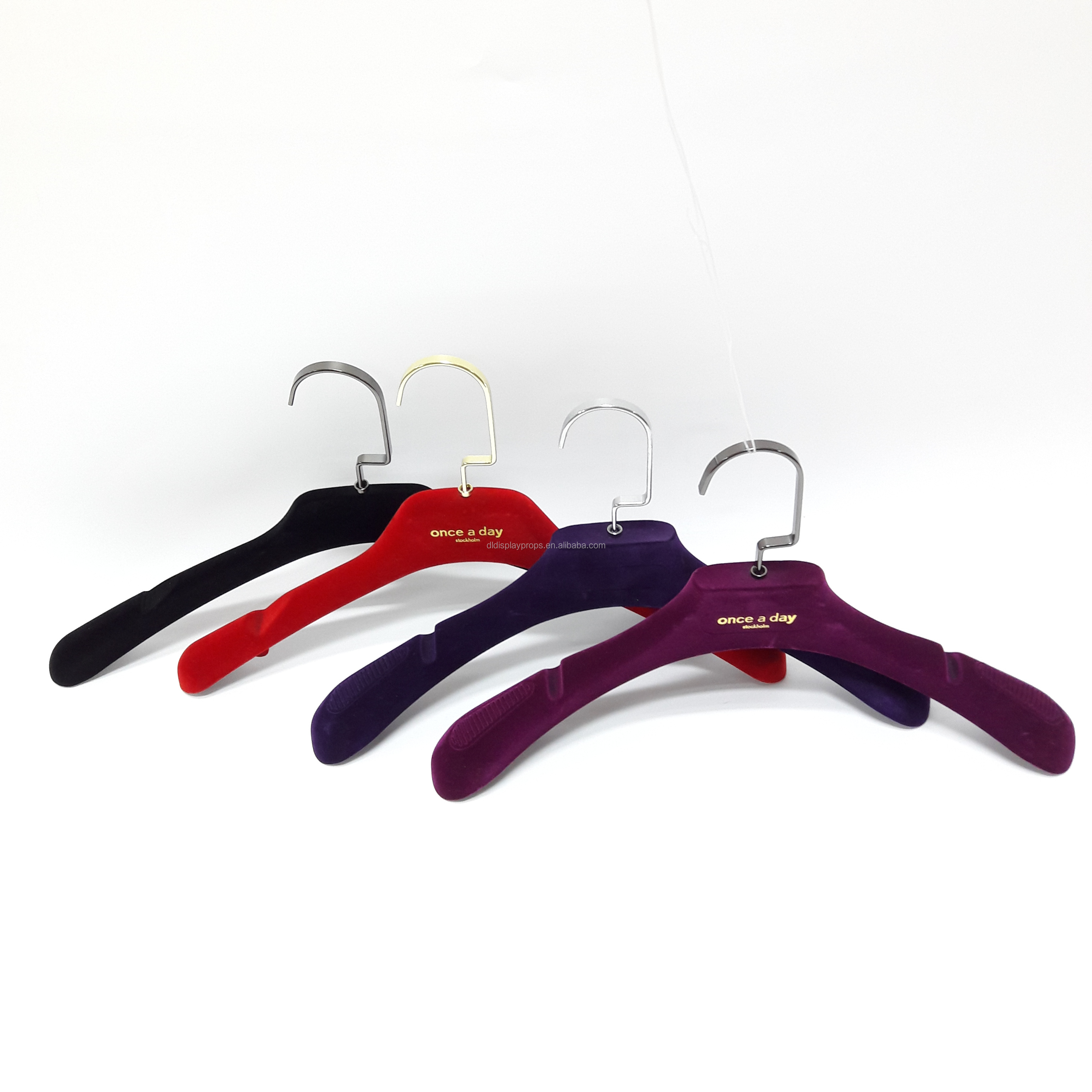 Black/Red/Purple Color Plastic Velvet Suit Hanger for Female