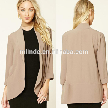 Women Blazer Online Shopping Latest Design Wholesale Short Formal Office Wear Spring Fall Fancy Crepe Open-Front Blazer