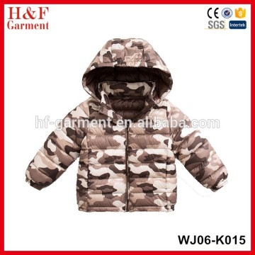 China camo light children down jacket, ultra thin foldable kids down jacket