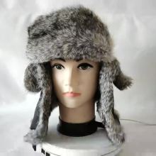 Natural Hunting Aviator Alaskan Trail Rabbit Fur Bomber Hat