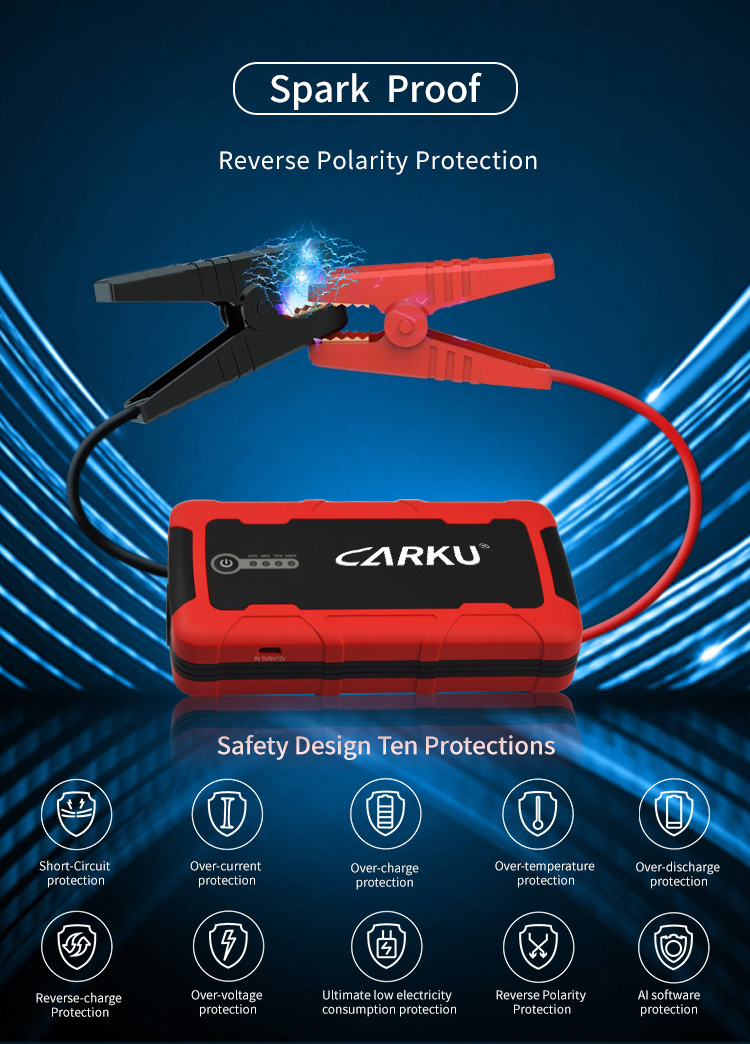 CARKU 13000mah quick charge USB charger 12V car jump start for emergency rescue tool