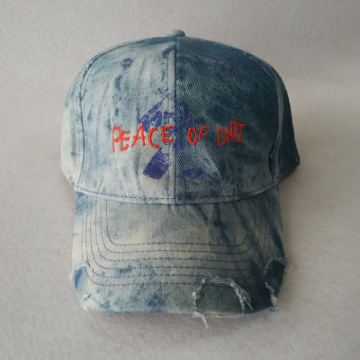 Printing Embroidery Cap Distressed Baseball Cap Denim Hat