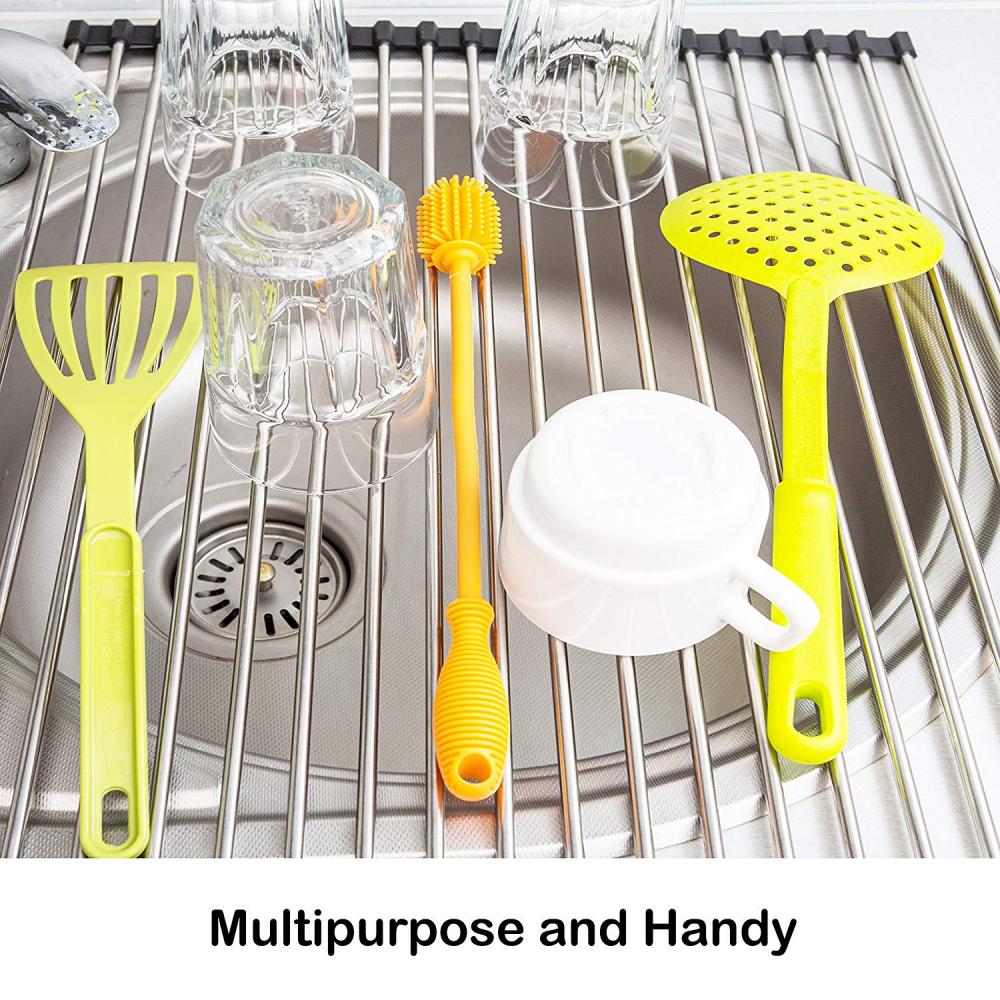 Foldable Multipurpose Stainless Steel Silicone Drain Rack