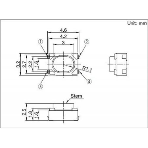 5Nの動作力を備えた表面実装スイッチ