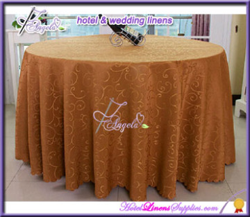 dia-120" (305cm) brown round jacquard damask table cloths for table decorations