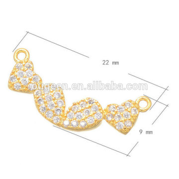 factory direct love necklace accessories zircon heart jewelry micro pave connector